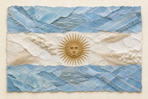 Bandera de Argentina en collage de papel