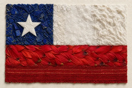 Bandera de Chile en collage de papel