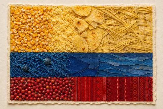 Bandera de Colombia en collage de papel