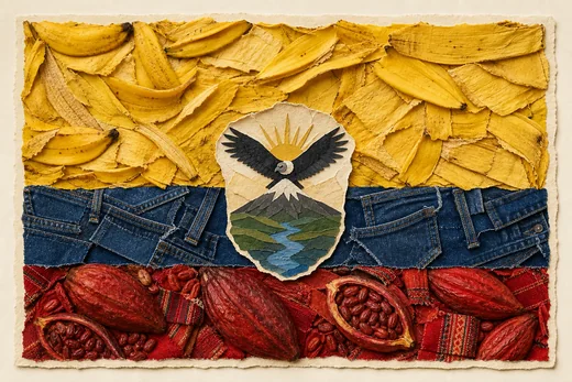 Bandera de Ecuador en collage de papel