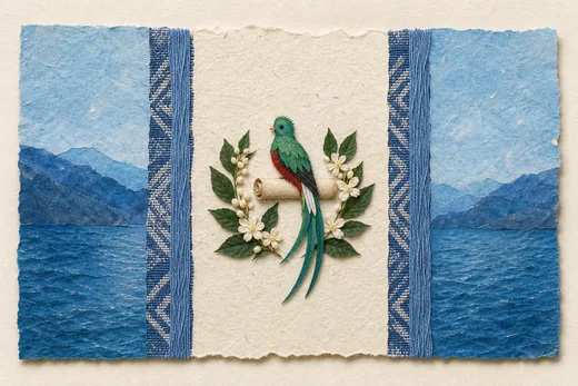 Bandera de Guatemala en collage de papel