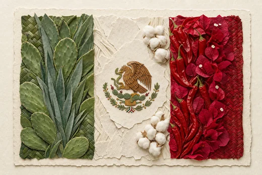 Bandera de México en collage de papel