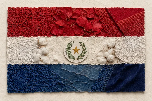 Bandera de Paraguay en collage de papel