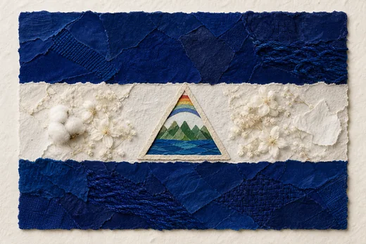 Bandera de El Salvador en collage de papel