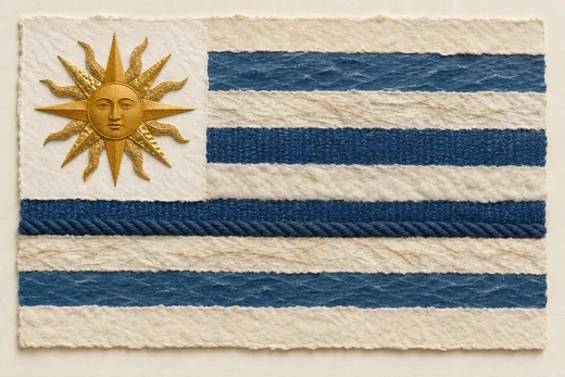 Bandera de Uruguay en collage de papel