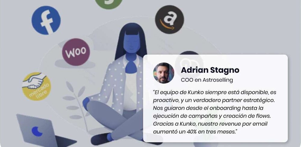 Adrian Stagno, COO en Astroselling, testimonio: un verdadero partner estratégico que los guió desde el onboarding; su revenue por email aumentó un 40% en tres meses.