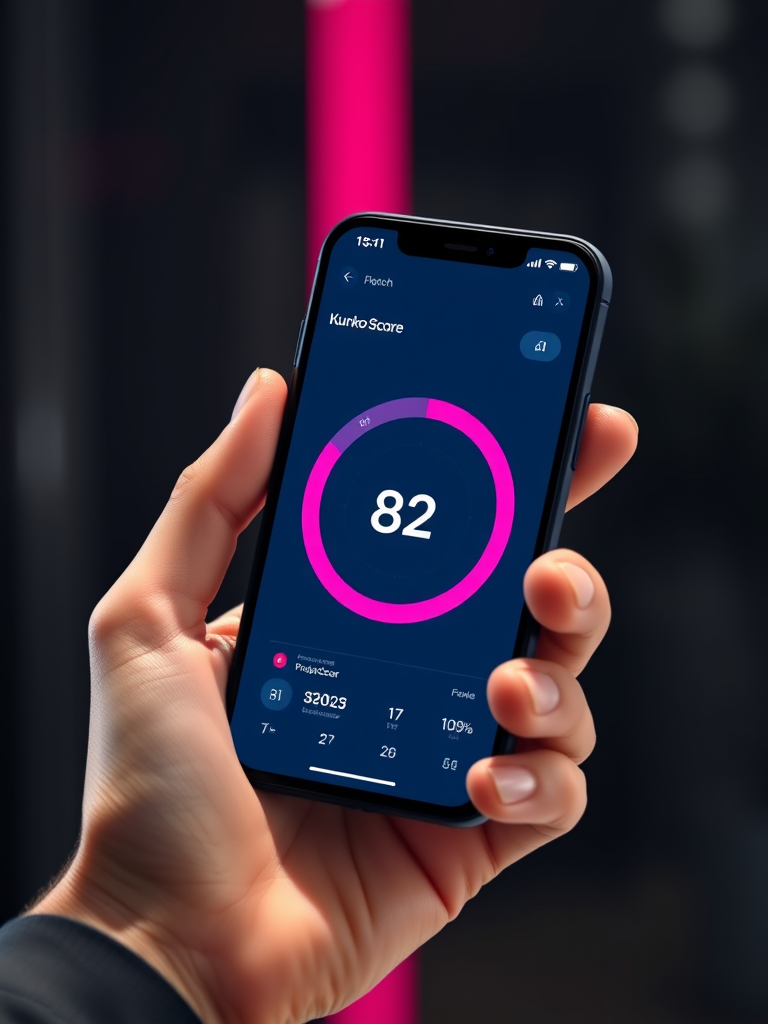 Teléfono mostrando el Kunko Score con puntaje 82